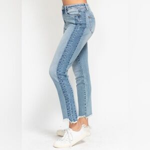 Judy Blue Two-Tone Light Blue Ankle Jeans